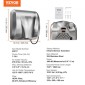 Επαγγελματικό στεγνωτήριο χεριών VEVOR Heavy Duty, αυτόματο φυσητήρα χειρός θερμού ανέμου από ανοξείδωτο ατσάλι 1800W, 220V-240V με δύο επιλογές ρεύματος, συμβατό με βιομηχανικές επαγγελματικές τουαλέτες