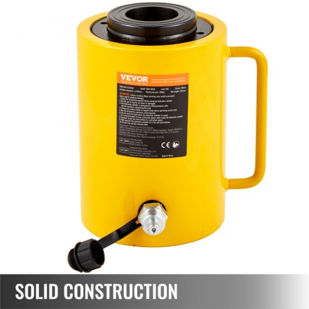 VEVOR 60T 2 ιντσών υδραυλικός κύλινδρος Jack Hollow Υδραυλικός κύλινδρος εμβόλου μονής δράσης Υδραυλικοί κύλινδροι ανύψωσης 50 mm για Riggers Fabricators (60T 2 Inch Hollow)