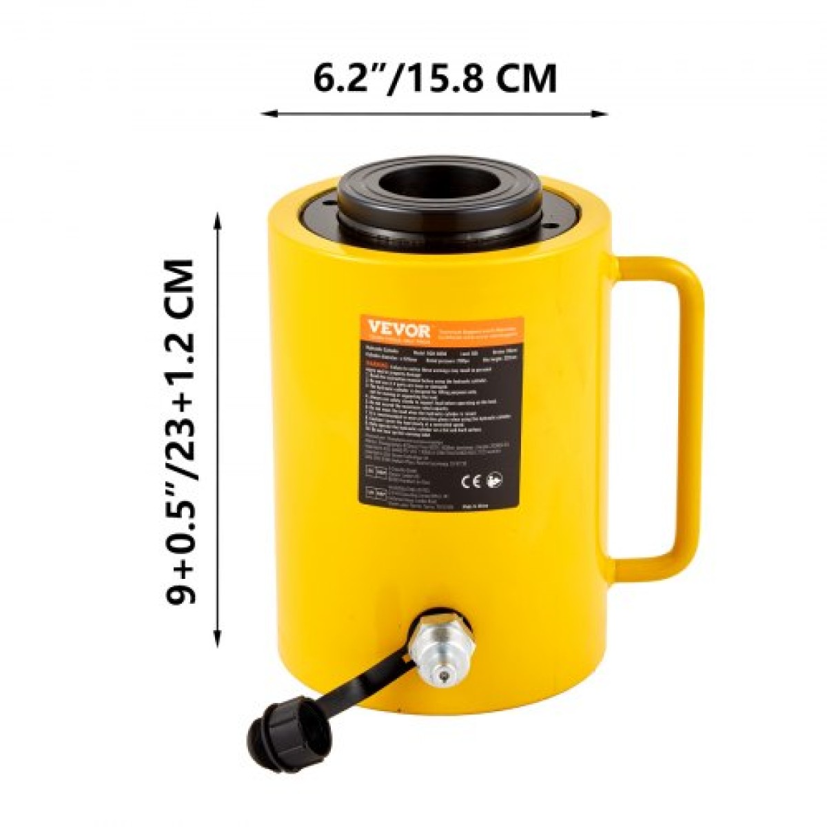 VEVOR 60T 2 ιντσών υδραυλικός κύλινδρος Jack Hollow Υδραυλικός κύλινδρος εμβόλου μονής δράσης Υδραυλικοί κύλινδροι ανύψωσης 50 mm για Riggers Fabricators (60T 2 Inch Hollow)