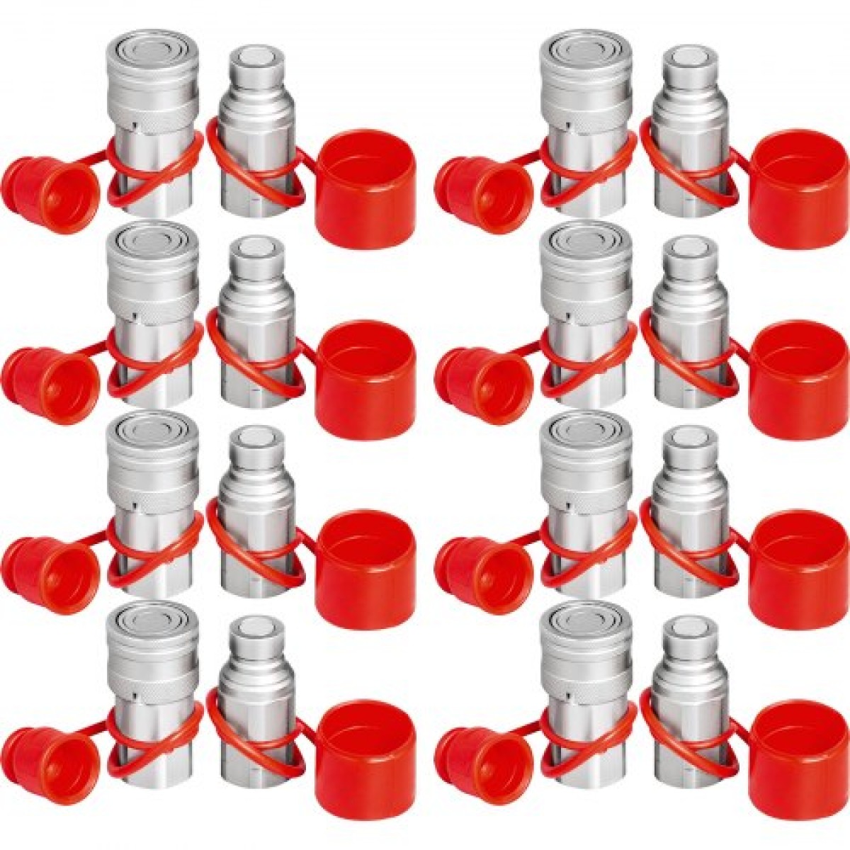 VEVOR Skid Steer Hydraulic Quick Connect 1/2\" Body Hydraulic Coupler 1/2\" NPT Hydraulic Coupling Quick Connect 8 Pairs Hydraulic Quick Coupler 27,6 MPa (ISO 16028) (8 Pairs)