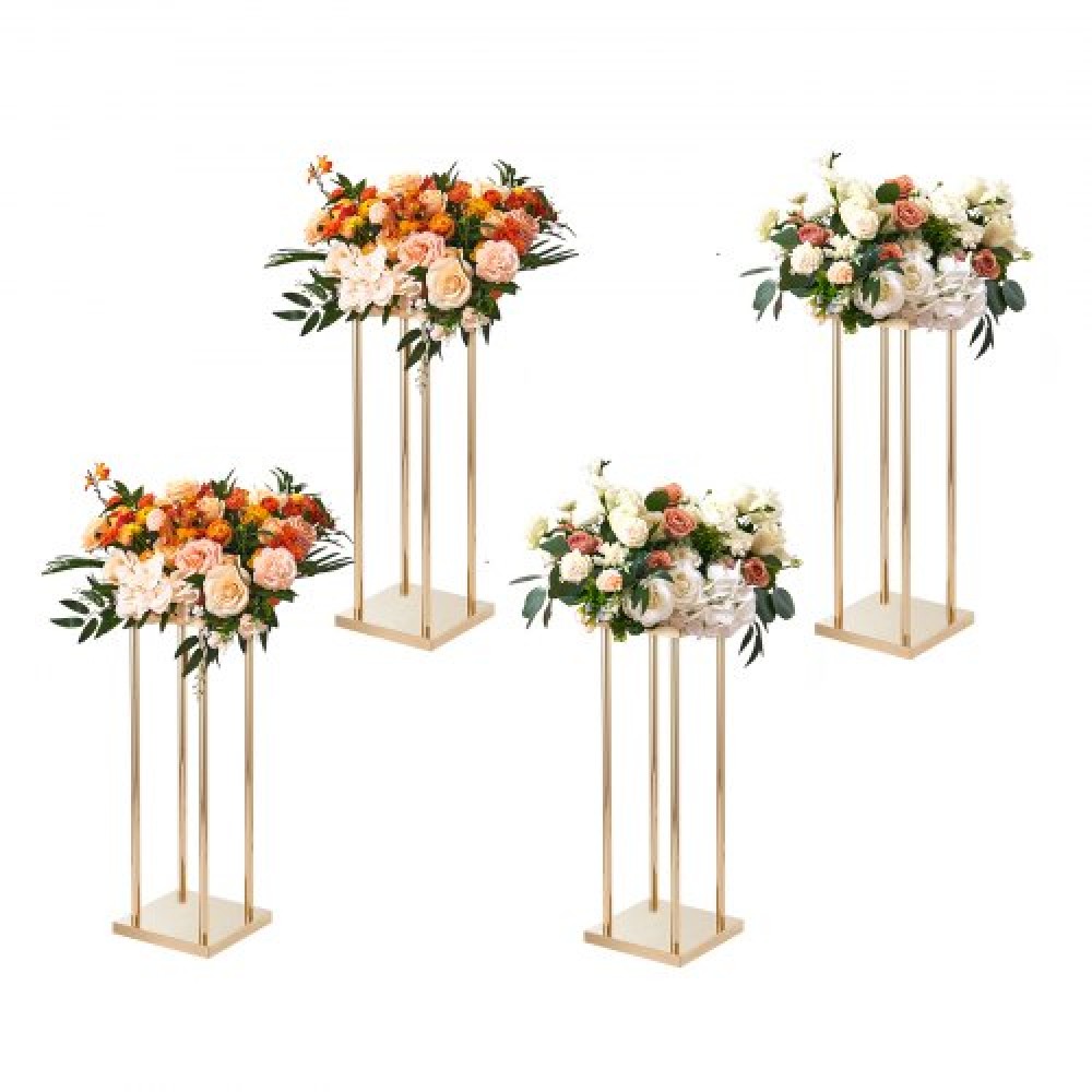 VEVOR 4PCS Χρυσή μεταλλική στήλη λουλουδιών λουλουδιών, 23,6 ιντσών / 60 εκ. ύψους με μεταλλικό laminate, βάζα γεωμετρικά κεντρικά στηρίγματα, κυλινδρική φλοράλ θήκη για δεξίωση εκδηλώσεων, πάρτι δρόμου οδηγοί