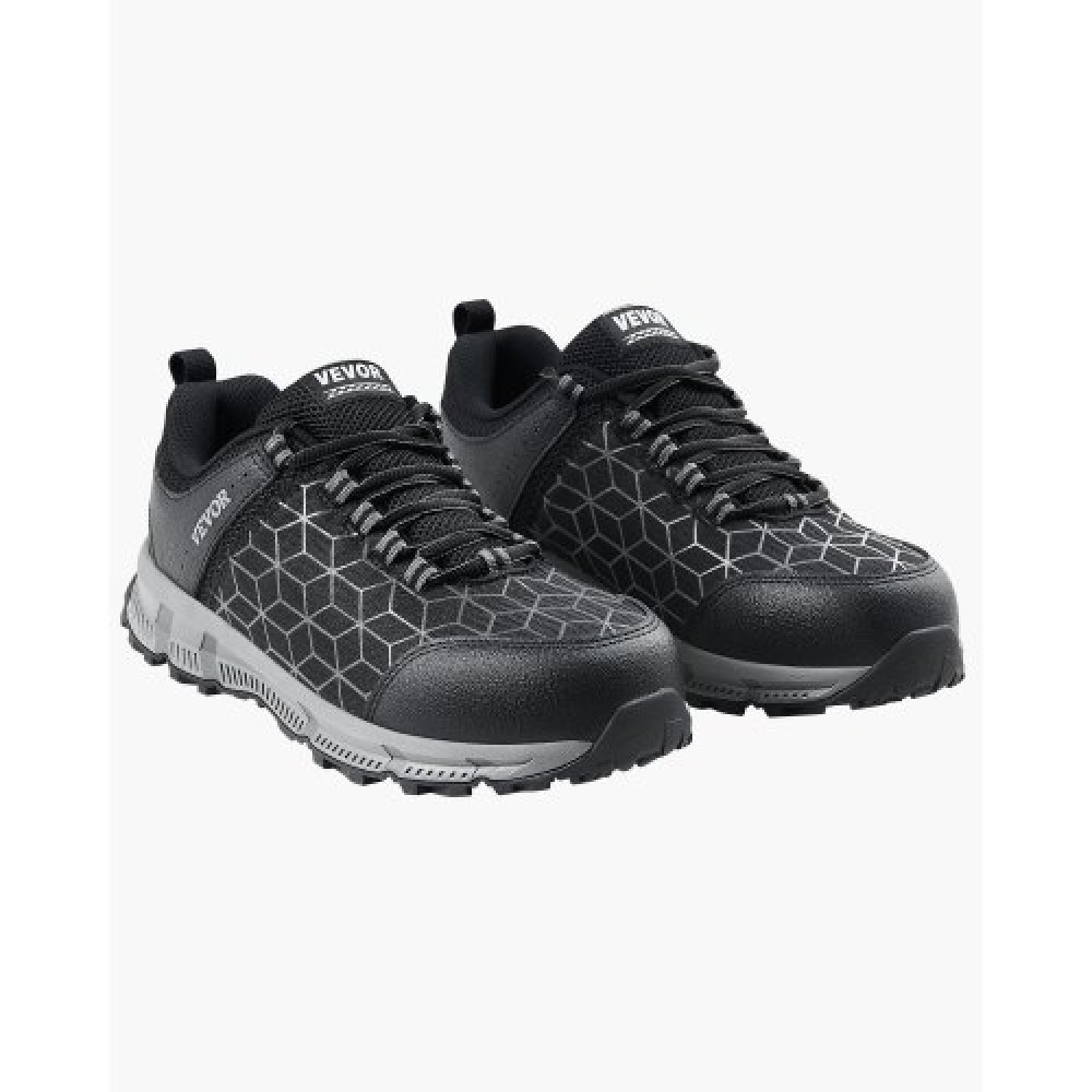 Ανδρικά παπούτσια VEVOR Steel Toe, Μέγεθος ΗΠΑ 11,5 πλάτος, Ανδρικό μαξιλάρι Sport Safety Toe Αθλητικό παπούτσι εργασίας, Άθραυστα Αθλητικά Αθλητικά Αθλητικά Παπούτσια Ελαφρύ, Παπούτσια εργασίας κατασκευών που αναπνέουν, μαύρα