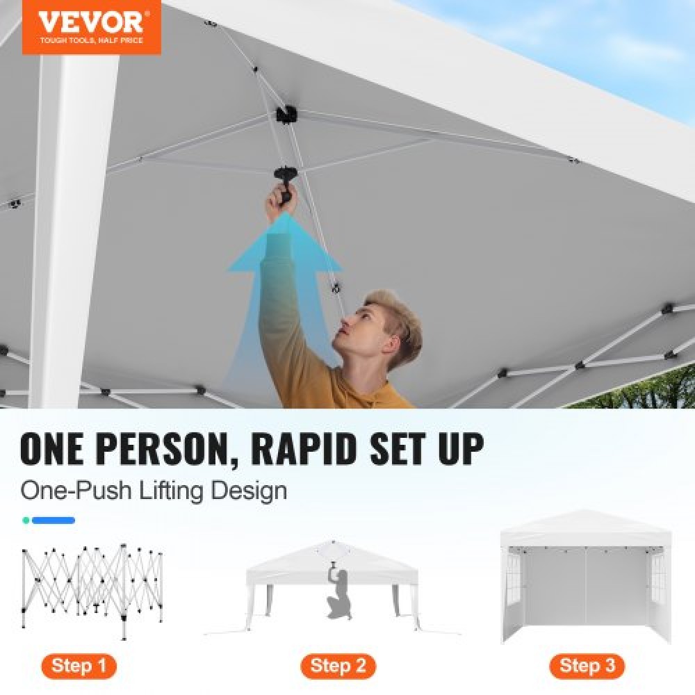 VEVOR Pop Up Canopy 10 x 10 FT Pop Up Gazebo Tent with 3 Sidewalls & 2 Windows