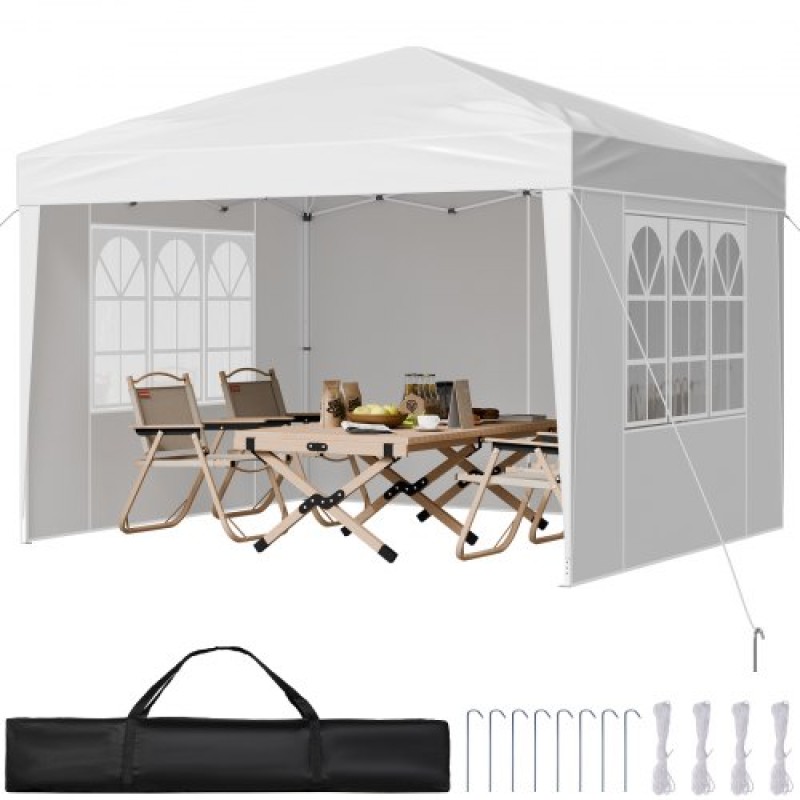 Pop-up κουβούκλιο VEVOR, 2,95 x 2,95 m Φορητό κιόσκι Instant Canopy με 3 πλευρικά τοιχώματα & 2 αεριζόμενα παράθυρα, ρυθμιζόμενο ύψος αναδυόμενη σκηνή εξωτερικού χώρου για εκδηλώσεις, βεράντα, αυλή, πάρτι, πάρκινγκ