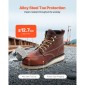 Μπότες εργασίας VEVOR Steel Toe, UK Size 8,5, Αδιάβροχες μπότες εργασίας Moc Toe για άνδρες, Αντιολισθητικές μπότες εργασίας, Ελαφρύ και αναπνεύσιμο ανδρικές μπότες από καουτσούκ EVA για βιομηχανικές κατασκευές, καφέ