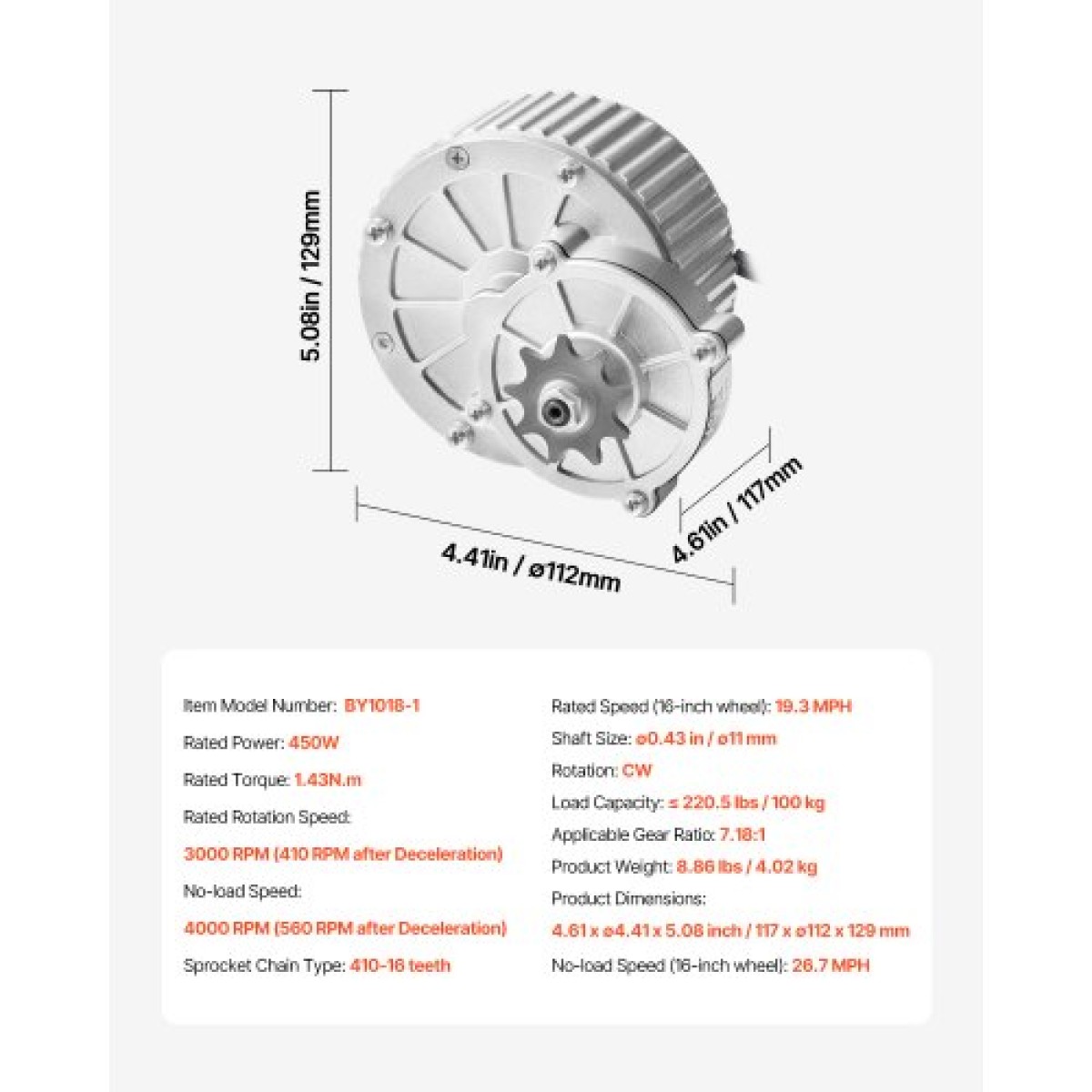 VEVOR 450W Electric Brushed Motor Kit - Μοτέρ 36V 3000rpm με αναβαθμισμένο ελεγκτή ταχύτητας και κιτ γκαζιού περιστροφικής λαβής για σκούτερ μοτοσικλέτας Go Karts E-Bike