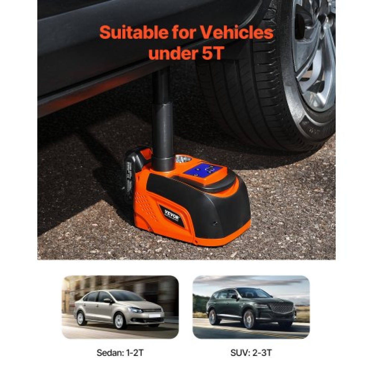 VEVOR Electric Car Jack, 5 Tons /11000 lbs, Ρυθμιζόμενο ηλεκτρικό γρύλο ψαλιδιού με υψηλή χωρητικότητα, Αντικατάσταση ελαστικού με φως LED & τηλεχειριστήριο, κιτ φορητού γρύλου για Sedan, SUV, φορτηγό