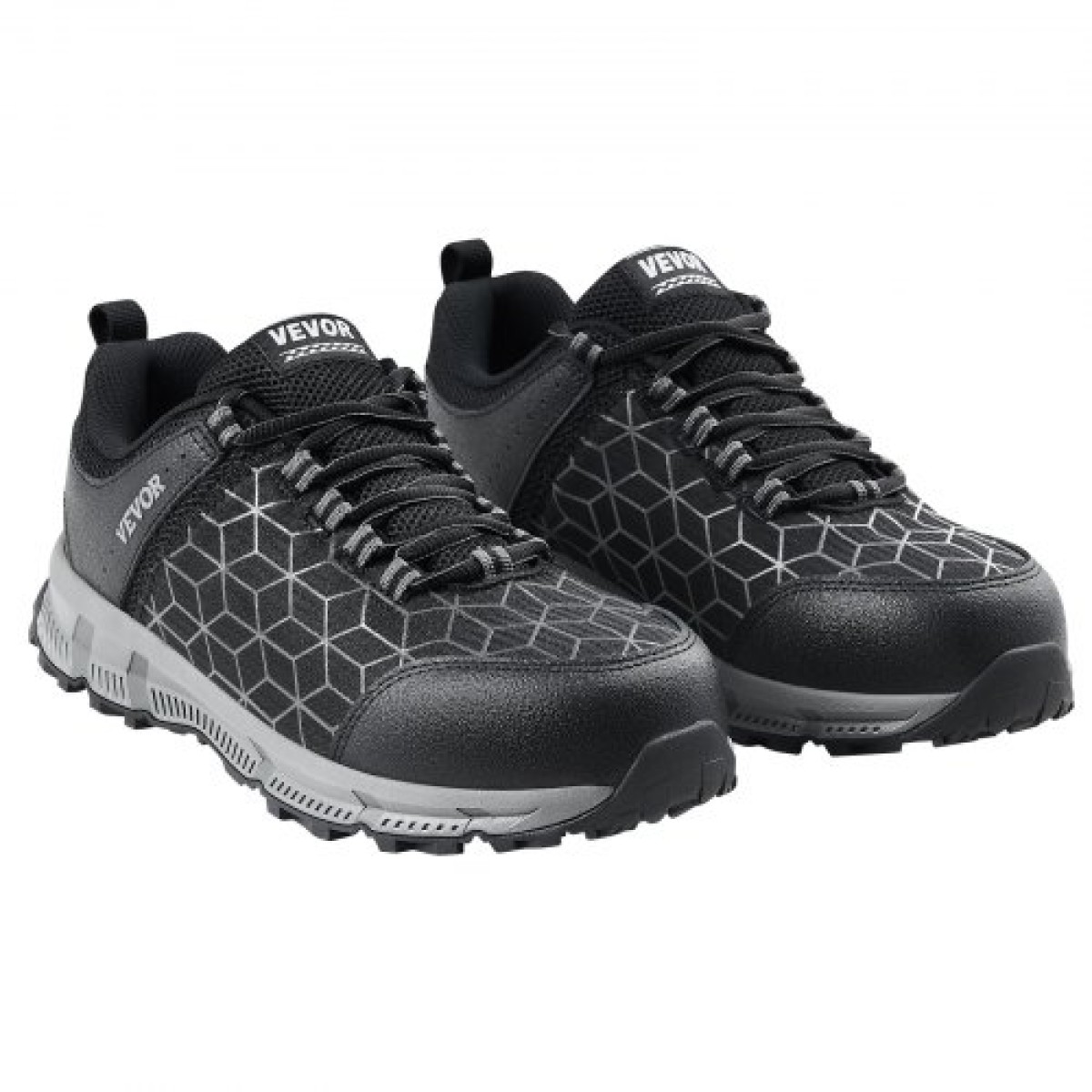 Ανδρικά παπούτσια VEVOR Steel Toe, Μέγεθος ΗΠΑ 10,5 πλάτος, Ανδρικό μαξιλάρι Sport Safety Toe Αθλητικό παπούτσι εργασίας, Άθραυστα Αθλητικά Αθλητικά Αθλητικά Παπούτσια Ελαφρύ, Παπούτσια εργασίας κατασκευών που αναπνέουν, μαύρα