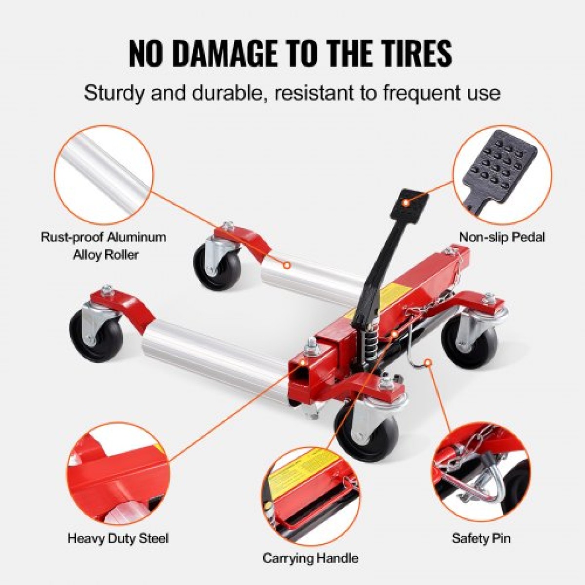VEVOR Wheel Dolly, Max Capacity 1500 Lbs Car Dolly, Car Jack Dolly Lifter με περιστρεφόμενους τροχούς 360°, Heavy Duty Vehicle Positioning Hydraulic Tire Jack, for Vehicle Car Auto Repair Moving, Σετ 4