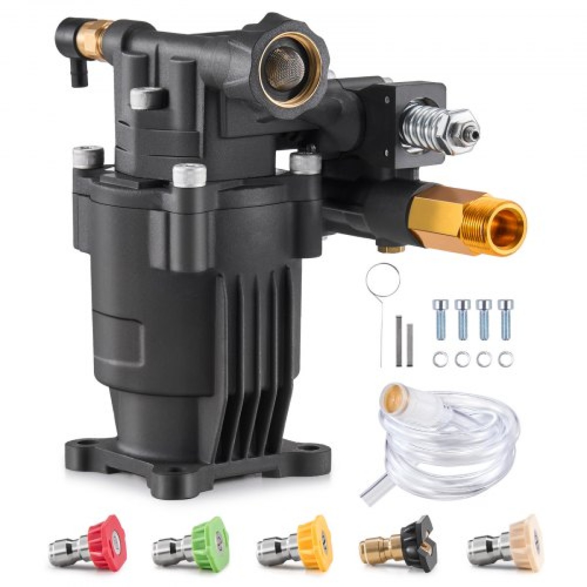 Αντλία VEVOR Pressure Washer, 19mm(3/4") Οριζόντιος άξονας, 241 bar (3500 PSI), 9,5 L/min (2,5GPM), Ανταλλακτικό κιτ αντλιών ηλεκτρικού πλυσίματος με 5 ακροφύσια, υλικό και σωλήνα σιφώνι, συμβατό με Simpson, Honda, Generac.