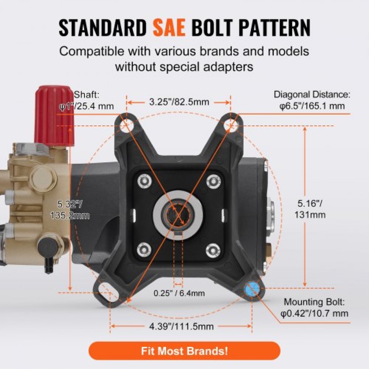 Αντλία πλύσης πίεσης VEVOR, 25,4 mm(1") άξονας οριζόντιο τριπλό έμβολο, 276 bar (4000 PSI), 15 L/min (4,0 GPM), Ανταλλακτικό κιτ αντλιών πλύσης ρεύματος με υλικό, συμβατό με Simpson MorFlex 402225, 40
