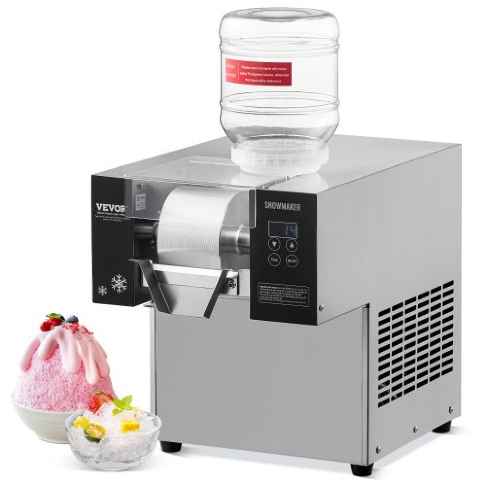 VEVOR Commercial Snowflake Ice Machine, 176,4LBS/24H Snowflake Ice Maker, Inox Ice Shaver Machine, Electric Snow Cone Maker, Air Cooling System for Rapid Disipation Heat, for Bakery, Cafe