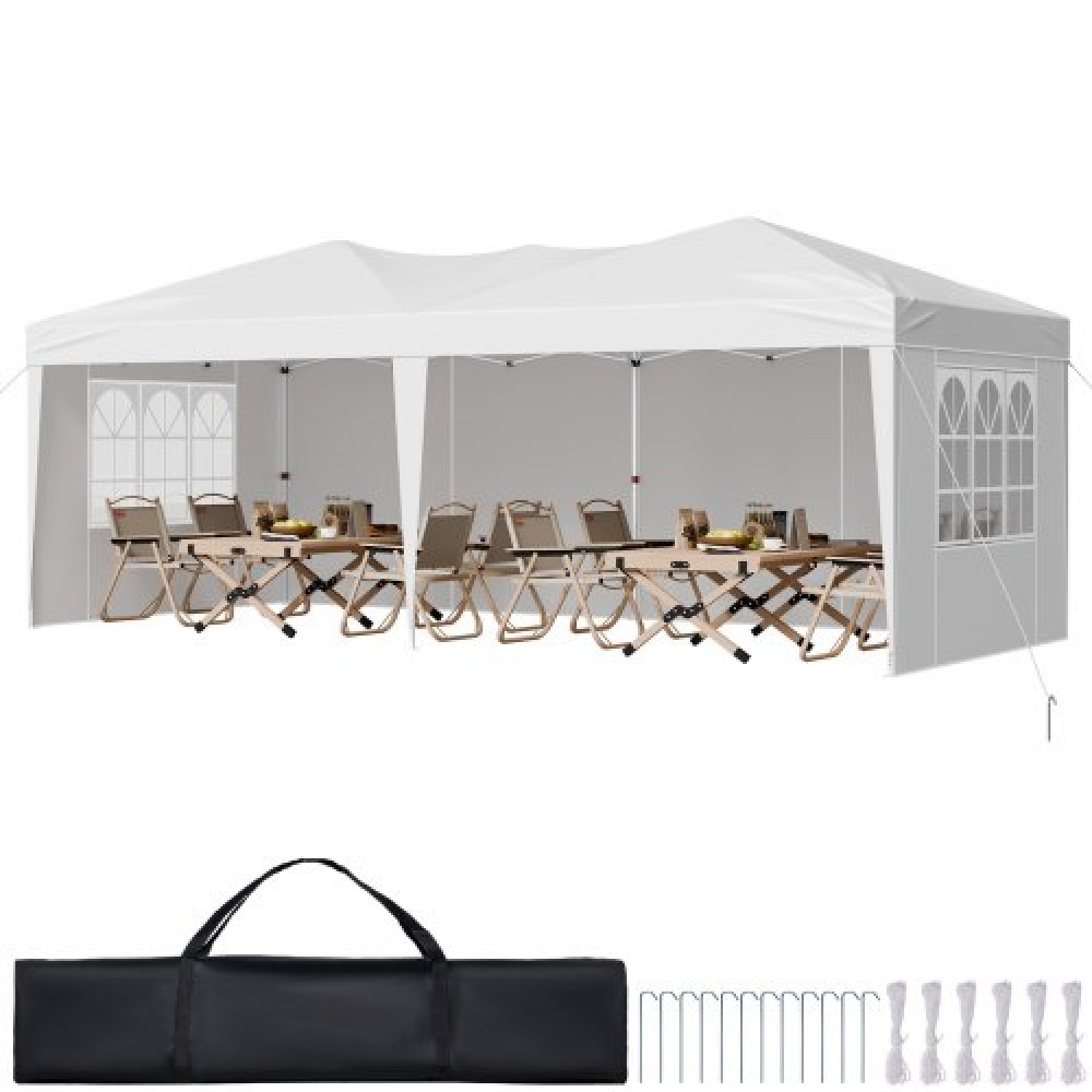 VEVOR Pop Up Canopy 10 x 20 FT Pop Up Gazebo Tent with 3 Sidewalls & 2 Windows