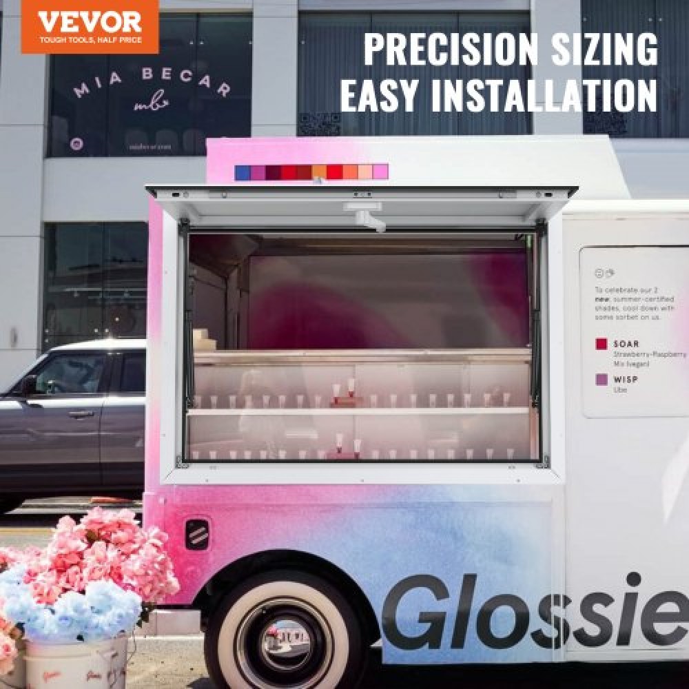 VEVOR Concession Window for Food Truck, 36"x24" κράμα αλουμινίου Food Truck Παράθυρο σέρβις, Έως 85 μοιρών Stand παράθυρο σερβιρίσματος με τέντα πόρτα & σύρσιμο γάντζο, for Food Trucks Concession Trailers