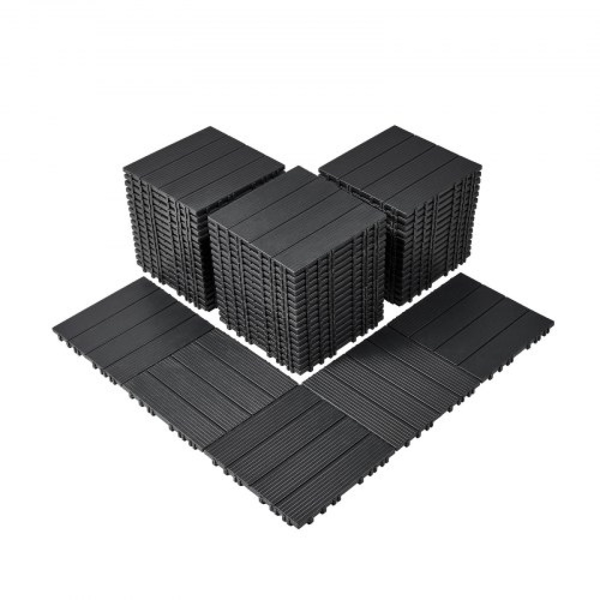 VEVOR Interlocking Deck Tiles, 54 Pack, 12"x12" 54 sq. ft Πλαστικό αδιάβροχο δάπεδο εξωτερικού χώρου για όλες τις καιρικές συνθήκες, πλακάκια κάλυψης δαπέδου βεράντας για βεράντα δίπλα στην πισίνα Μπαλκόνι πίσω αυλή, σκούρο γκρι
