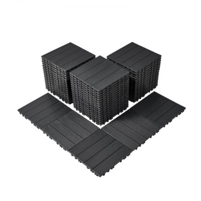 VEVOR Interlocking Deck Tiles, 54 Pack, 12"x12" 54 sq. ft Πλαστικό αδιάβροχο δάπεδο εξωτερικού χώρου για όλες τις καιρικές συνθήκες, πλακάκια κάλυψης δαπέδου βεράντας για βεράντα δίπλα στην πισίνα Μπαλκόνι πίσω αυλή, σκούρο γκρι