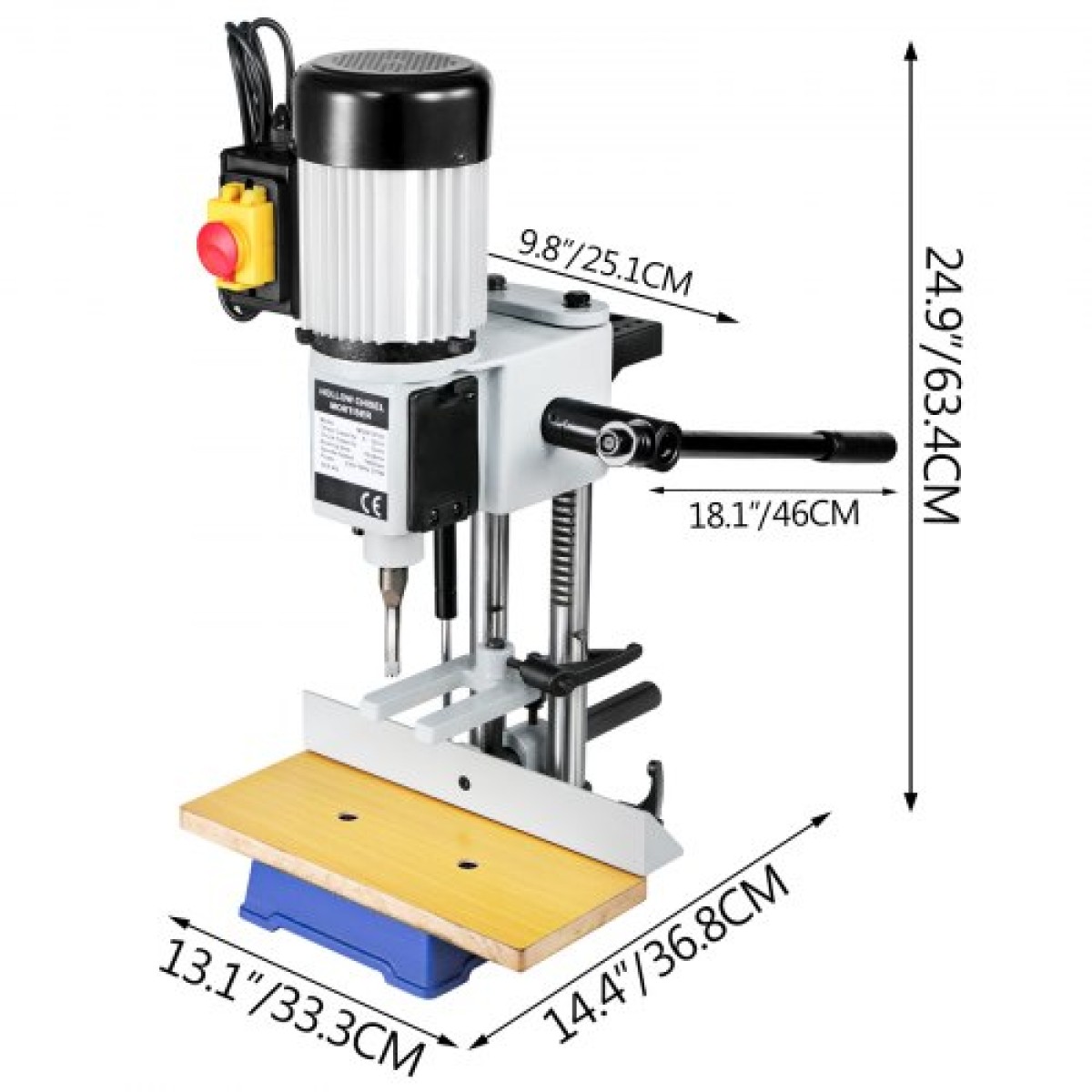 VEVOR Woodworking Mortise Machine, 550W 2800RPM Powermatic Mortiser, Hollow Mortiser with Chisel Bit sets, Panchtop Mortising Machine, for Saturing Thropes or Square Trees in Wood