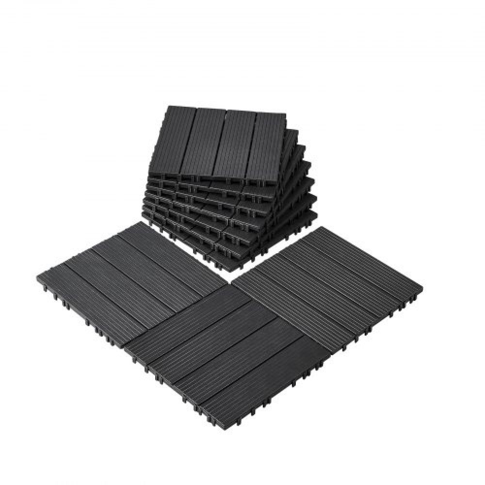 VEVOR Interlocking Deck Tiles, 10 Pack, 12"x12" 10 sq. ft Πλαστικό αδιάβροχο δάπεδο εξωτερικού χώρου για όλες τις καιρικές συνθήκες, πλακάκια κάλυψης δαπέδου βεράντας για βεράντα δίπλα στην πισίνα Μπαλκόνι πίσω αυλή, σκούρο γκρι