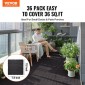VEVOR Interlocking Deck Tiles, 36 Pack, 11,6"x11,6" 36 sq. ft Πλαστικό αδιάβροχο δάπεδο εξωτερικού χώρου για όλες τις καιρικές συνθήκες, Πλακάκια κάλυψης δαπέδου βεράντας για αυλή στο μπαλκόνι δίπλα στην πισίνα, σκούρο καφέ