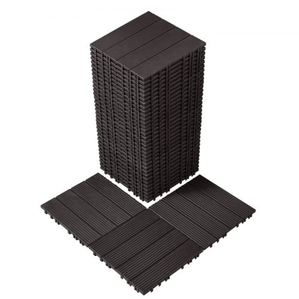 VEVOR Interlocking Deck Tiles, 36 Pack, 11,6"x11,6" 36 sq. ft Πλαστικό αδιάβροχο δάπεδο εξωτερικού χώρου για όλες τις καιρικές συνθήκες, Πλακάκια κάλυψης δαπέδου βεράντας για αυλή στο μπαλκόνι δίπλα στην πισίνα, σκούρο καφέ