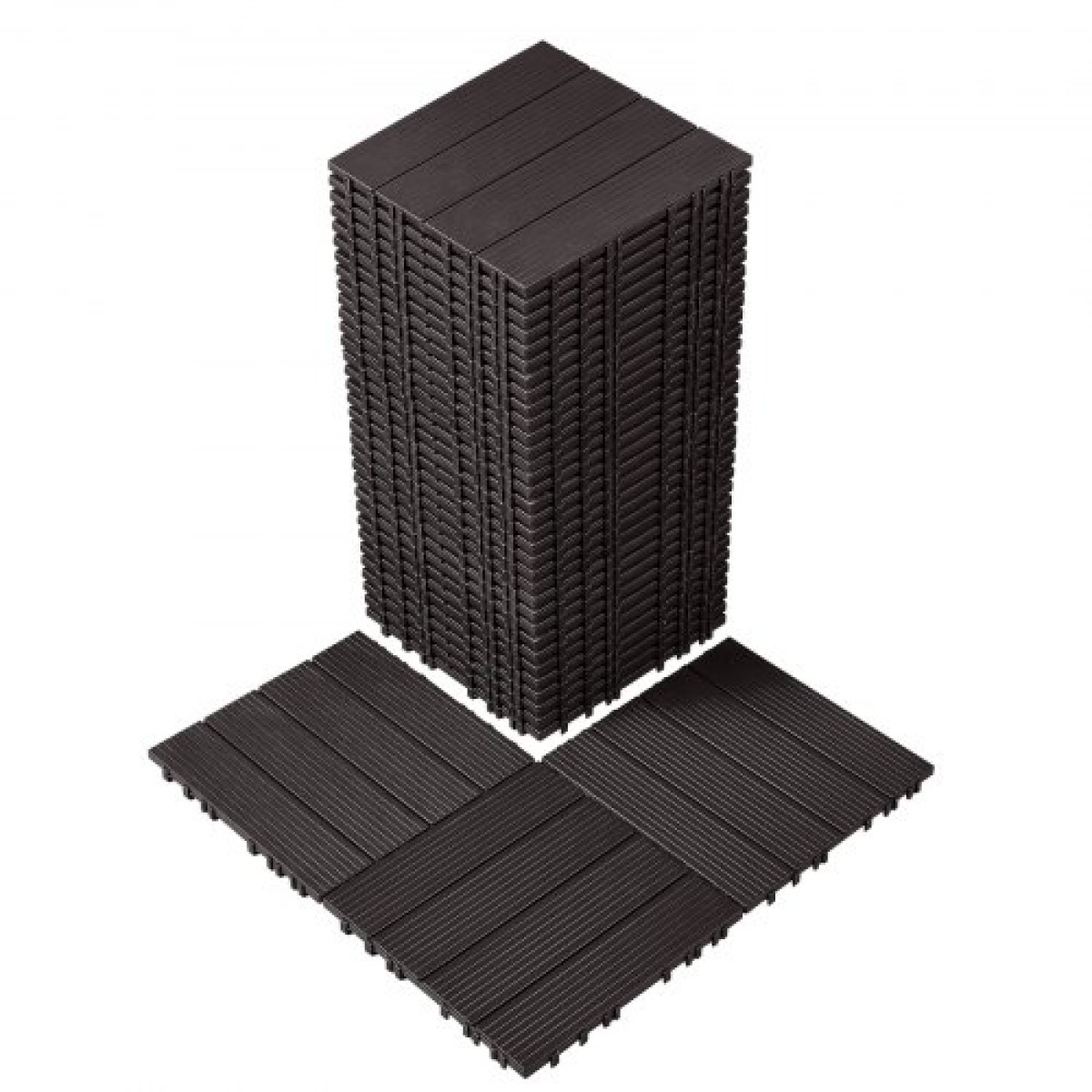 VEVOR Interlocking Deck Tiles, 36 Pack, 11,6"x11,6" 36 sq. ft Πλαστικό αδιάβροχο δάπεδο εξωτερικού χώρου για όλες τις καιρικές συνθήκες, Πλακάκια κάλυψης δαπέδου βεράντας για αυλή στο μπαλκόνι δίπλα στην πισίνα, σκούρο καφέ