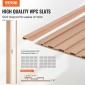 Ακουστικά πάνελ VEVOR Wood Slat, 8 ΤΕΜ 96 x 6 ιντσών, Ξύλινα πάνελ τοίχου WPC Accent για μοντέρνο εσωτερικό τοίχο, πάνελ τοίχου από ψεύτικο ξύλο για κομψή διακόσμηση και μείωση θορύβου, στάχτη ξυλεία