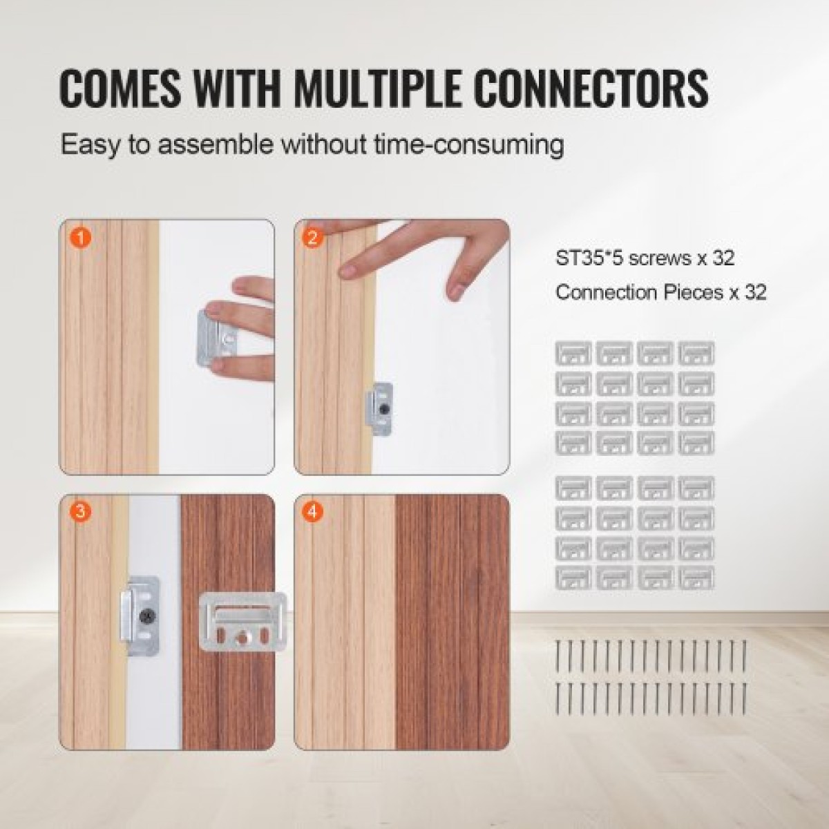 Ακουστικά πάνελ VEVOR Wood Slat, 8 ΤΕΜ 96 x 6 ιντσών, Ξύλινα πάνελ τοίχου WPC Accent για μοντέρνο εσωτερικό τοίχο, πάνελ τοίχου από ψεύτικο ξύλο για κομψή διακόσμηση και μείωση θορύβου, στάχτη ξυλεία