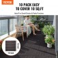 VEVOR Interlocking Deck Tiles, 10 Pack, 12"x12" 10 sq. ft Πλαστικό αδιάβροχο δάπεδο εξωτερικού χώρου για όλες τις καιρικές συνθήκες, πλακάκια κάλυψης δαπέδου βεράντας για βεράντα δίπλα στην πισίνα Μπαλκόνι πίσω αυλή, σκούρο καφέ