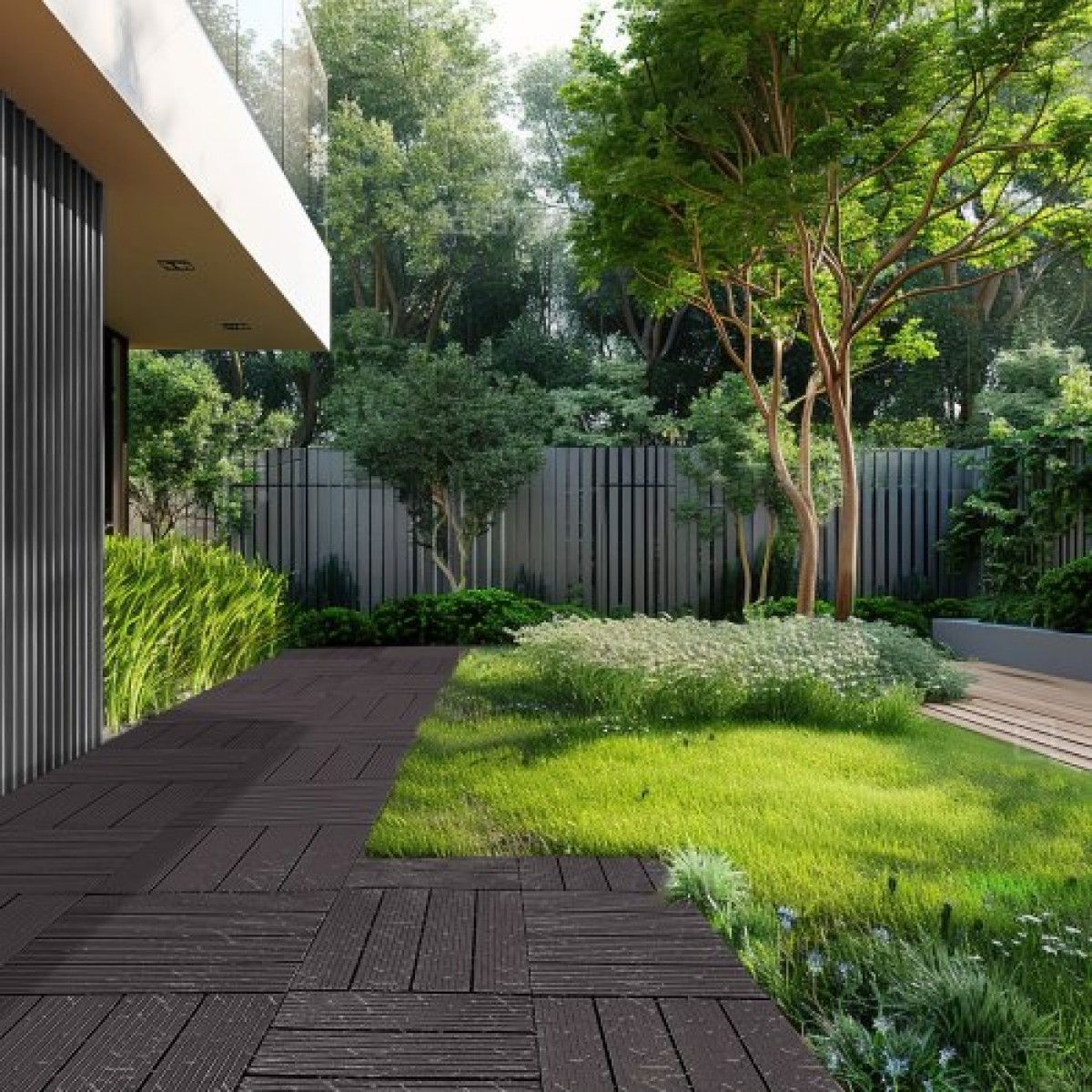VEVOR Interlocking Deck Tiles, 10 Pack, 12"x12" 10 sq. ft Πλαστικό αδιάβροχο δάπεδο εξωτερικού χώρου για όλες τις καιρικές συνθήκες, πλακάκια κάλυψης δαπέδου βεράντας για βεράντα δίπλα στην πισίνα Μπαλκόνι πίσω αυλή, σκούρο καφέ