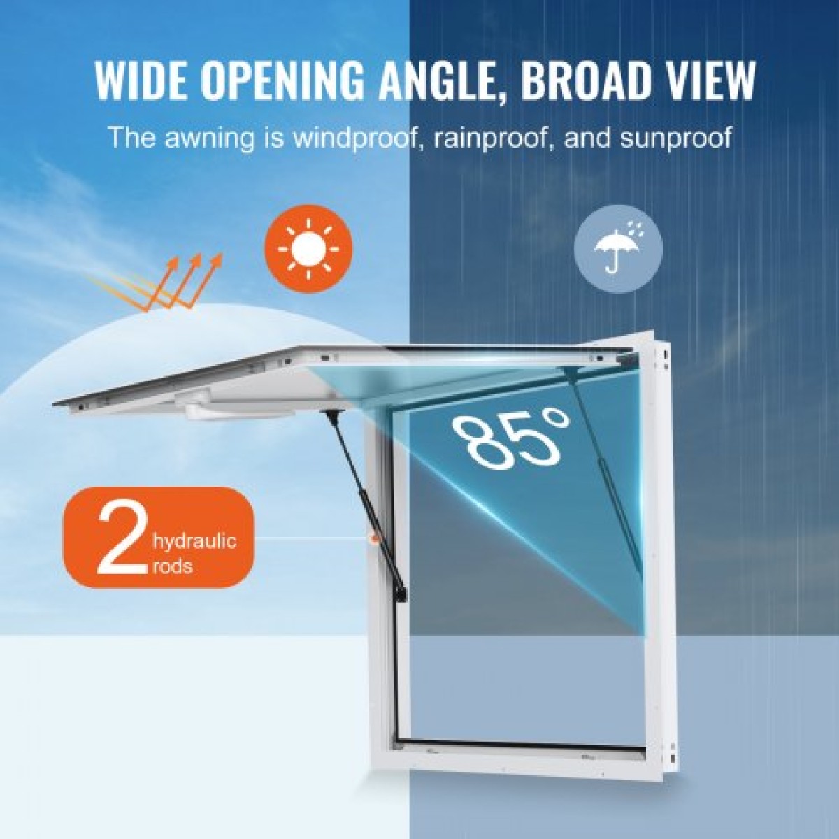 VEVOR Concession Window for Food Truck, Παράθυρο Service Food Truck από κράμα αλουμινίου 36"x36", Παράθυρο σερβιρίσματος βάσης έως 85 μοιρών με τέντα πόρτα & σύρσιμο γάντζο, για Food Trucks Concession Trailers