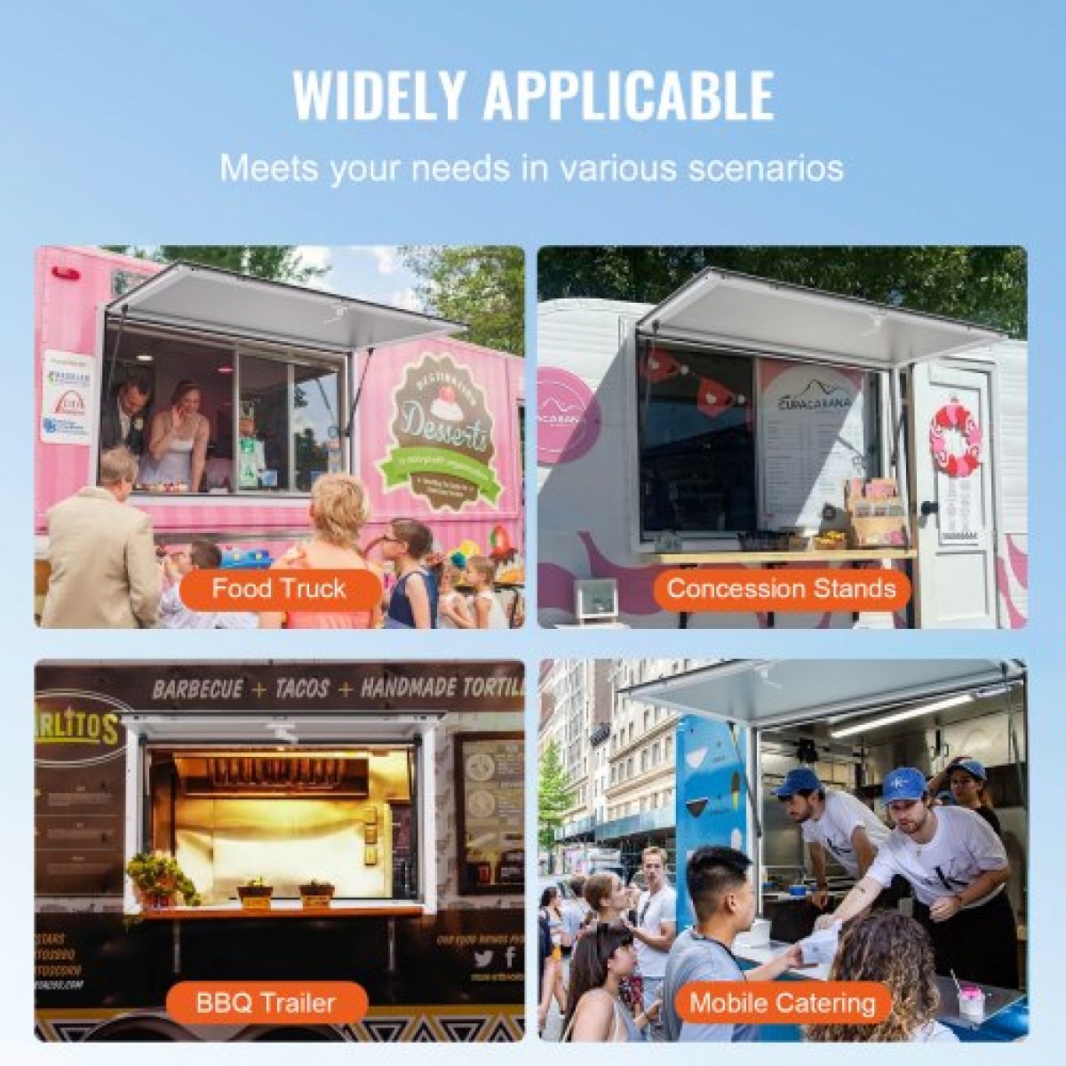 VEVOR Concession Window for Food Truck, Παράθυρο Service Food Truck από κράμα αλουμινίου 36"x36", Παράθυρο σερβιρίσματος βάσης έως 85 μοιρών με τέντα πόρτα & σύρσιμο γάντζο, για Food Trucks Concession Trailers