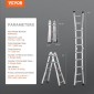 VEVOR Telescoping Ladder A Frame, Compact Extension Ladder από αλουμίνιο 9,5 FT, φορητή πτυσσόμενη σκάλα RV πολλαπλών λειτουργιών, τηλεσκοπική σκάλα για σκάλες εργασίας για το σπίτι Εσωτερική οροφή εξωτερικού χώρου, φορτίο 330 lb