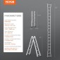 VEVOR Telescoping Ladder A Frame, 20 FT Compact Extension Ladder από αλουμίνιο, πολλαπλών λειτουργιών φορητή πτυσσόμενη σκάλα RV, τηλεσκοπική σκάλα για σκάλες εργασίας για το σπίτι Εσωτερική οροφή εξωτερικού χώρου, φορτίο 330 lb