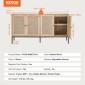 Ντουλάπι VEVOR Rattan, Ντουλάπι αποθήκευσης Rattan με 4 μαγνητικές πόρτες και ρυθμιζόμενα ράφια, ντουλάπι μπουφέ μπουφέ για διάδρομο, είσοδο, σαλόνι ή κουζίνα, φυσικό