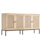 Ντουλάπι VEVOR Rattan, Ντουλάπι αποθήκευσης Rattan με 4 μαγνητικές πόρτες και ρυθμιζόμενα ράφια, ντουλάπι μπουφέ μπουφέ για διάδρομο, είσοδο, σαλόνι ή κουζίνα, φυσικό