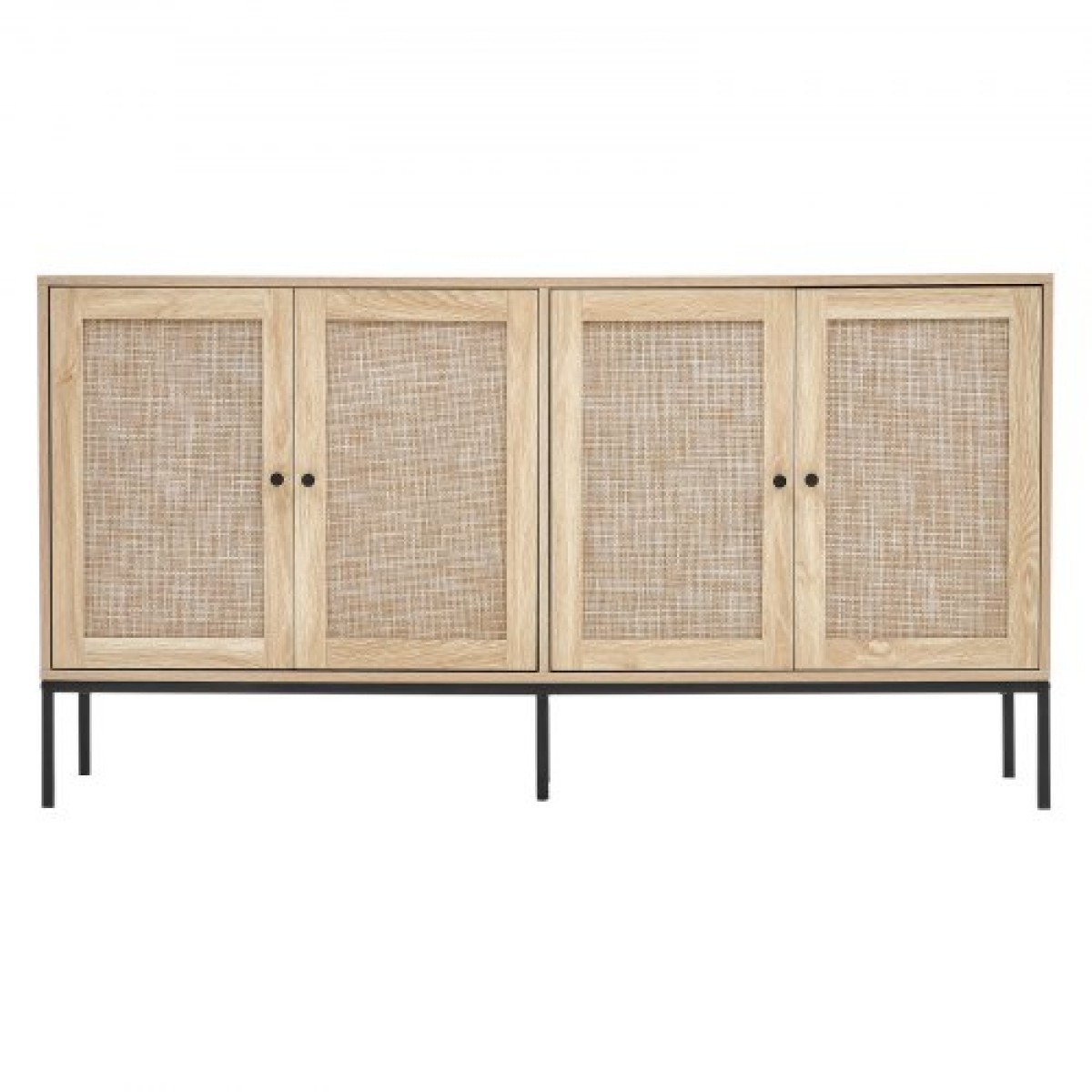 Ντουλάπι VEVOR Rattan, Ντουλάπι αποθήκευσης Rattan με 4 μαγνητικές πόρτες και ρυθμιζόμενα ράφια, ντουλάπι μπουφέ μπουφέ για διάδρομο, είσοδο, σαλόνι ή κουζίνα, φυσικό