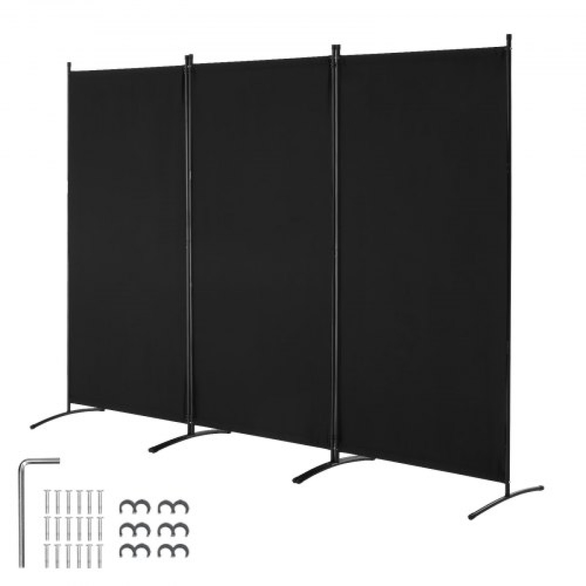 VEVOR Divider Room, 3 Panels Room Divider, Πτυσσόμενη οθόνη Privacy και φορητό διαχωριστικό για διαχωρισμό δωματίων, χωρίσματα ανεξάρτητων δωματίων για γραφείο, υπνοδωμάτιο, μελέτη, μαύρο