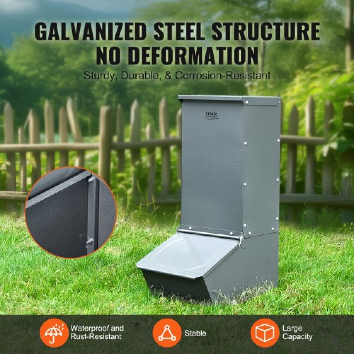 VEVOR Hog Feeder, 2.2 Bushel Capacity, Single Door Pig Feeder, Heavy Duty Steel Feeder Piglets, Multipurpose Trough feeder Creep Feeder, Outdoor Livestock Feeder Farm αξεσουάρ για τάισμα έως 5 γουρουνιών