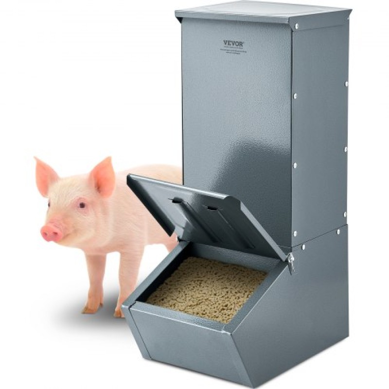 VEVOR Hog Feeder, 2.2 Bushel Capacity, Single Door Pig Feeder, Heavy Duty Steel Feeder Piglets, Multipurpose Trough feeder Creep Feeder, Outdoor Livestock Feeder Farm αξεσουάρ για τάισμα έως 5 γουρουνιών