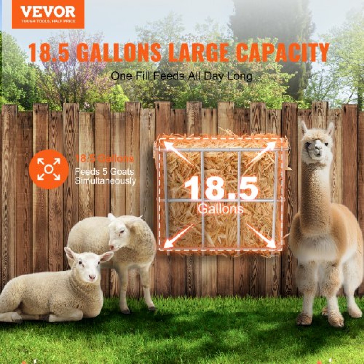 VEVOR Livestock Hay Feeder, 18,5 γαλόνια μεγάλης χωρητικότητας, βαρέως τύπου ατσάλινο ράφι σανού κατσίκας, 24,4" Μακρύς τοίχος θήκη σανού αλόγου, ράφι πολλαπλών όψεων για κτηνοτροφική φάρμα προβατοειδών σε εσωτερικό εξωτερικό χώρο