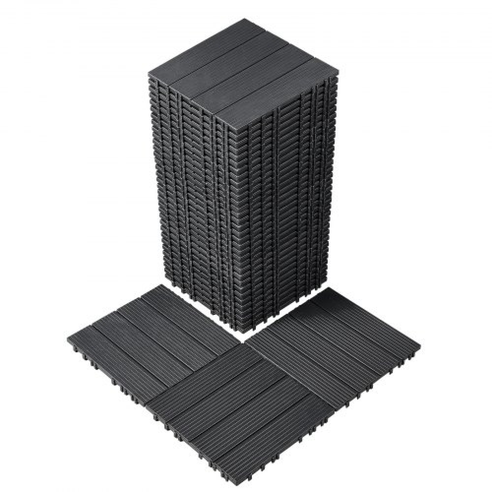 VEVOR Interlocking Deck Tiles, 36 Pack, 11,6"x11,6" 36 sq. ft Πλαστικό αδιάβροχο δάπεδο εξωτερικού χώρου για όλες τις καιρικές συνθήκες, Πλακάκια κάλυψης δαπέδου βεράντας για βεράντα δίπλα στην πισίνα Μπαλκόνι πίσω αυλή, σκούρο γκρι