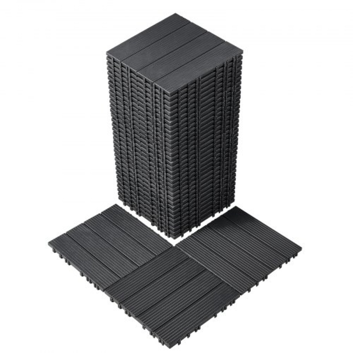 VEVOR Interlocking Deck Tiles, 36 Pack, 11,6"x11,6" 36 sq. ft Πλαστικό αδιάβροχο δάπεδο εξωτερικού χώρου για όλες τις καιρικές συνθήκες, Πλακάκια κάλυψης δαπέδου βεράντας για βεράντα δίπλα στην πισίνα Μπαλκόνι πίσω αυλή, σκούρο γκρι