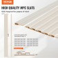 Ακουστικά πάνελ VEVOR Wood Slat, 8 ΤΕΜ 96 x 6 ιντσών, Ξύλινα πάνελ τοίχου WPC Accent για μοντέρνο εσωτερικό τοίχο, πάνελ τοίχου από ψεύτικο ξύλο για κομψή διακόσμηση και μείωση θορύβου, Λευκό ματ
