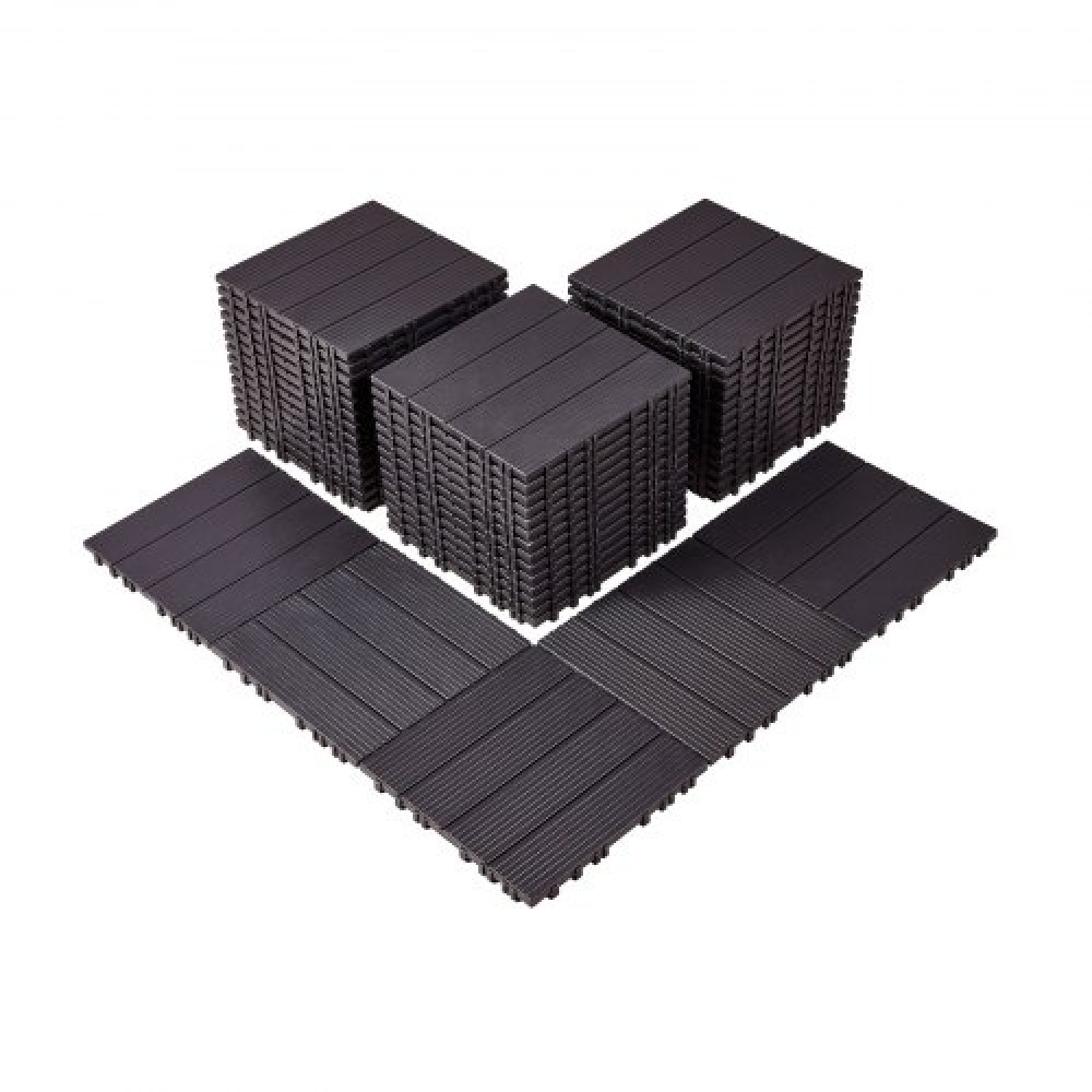 VEVOR Interlocking Deck Tiles, 54 Pack, 12"x12" 54 sq. ft Πλαστικό αδιάβροχο δάπεδο εξωτερικού χώρου παντός καιρού, πλακάκια κάλυψης δαπέδου βεράντας για βεράντα δίπλα στην πισίνα Μπαλκόνι πίσω αυλή, σκούρο καφέ