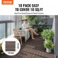 VEVOR Interlocking Deck Tiles Plastic Wood, 10 Pack, 12"x12" 10 sq. ft Αδιάβροχο δάπεδο εξωτερικού χώρου για όλες τις καιρικές συνθήκες, Πλακάκια κάλυψης δαπέδου βεράντας για βεράντα δίπλα στην πισίνα Μπαλκόνι πίσω αυλή, σκούρο καφέ