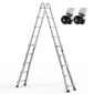 VEVOR Telescoping Ladder A Frame, 17 FT Compact Extension Ladder από αλουμίνιο, πολλαπλών λειτουργιών φορητή πτυσσόμενη σκάλα RV, τηλεσκοπική σκάλα για σκάλες εργασίας για το σπίτι Εσωτερική οροφή εξωτερικού χώρου, φορτίο 330 lb