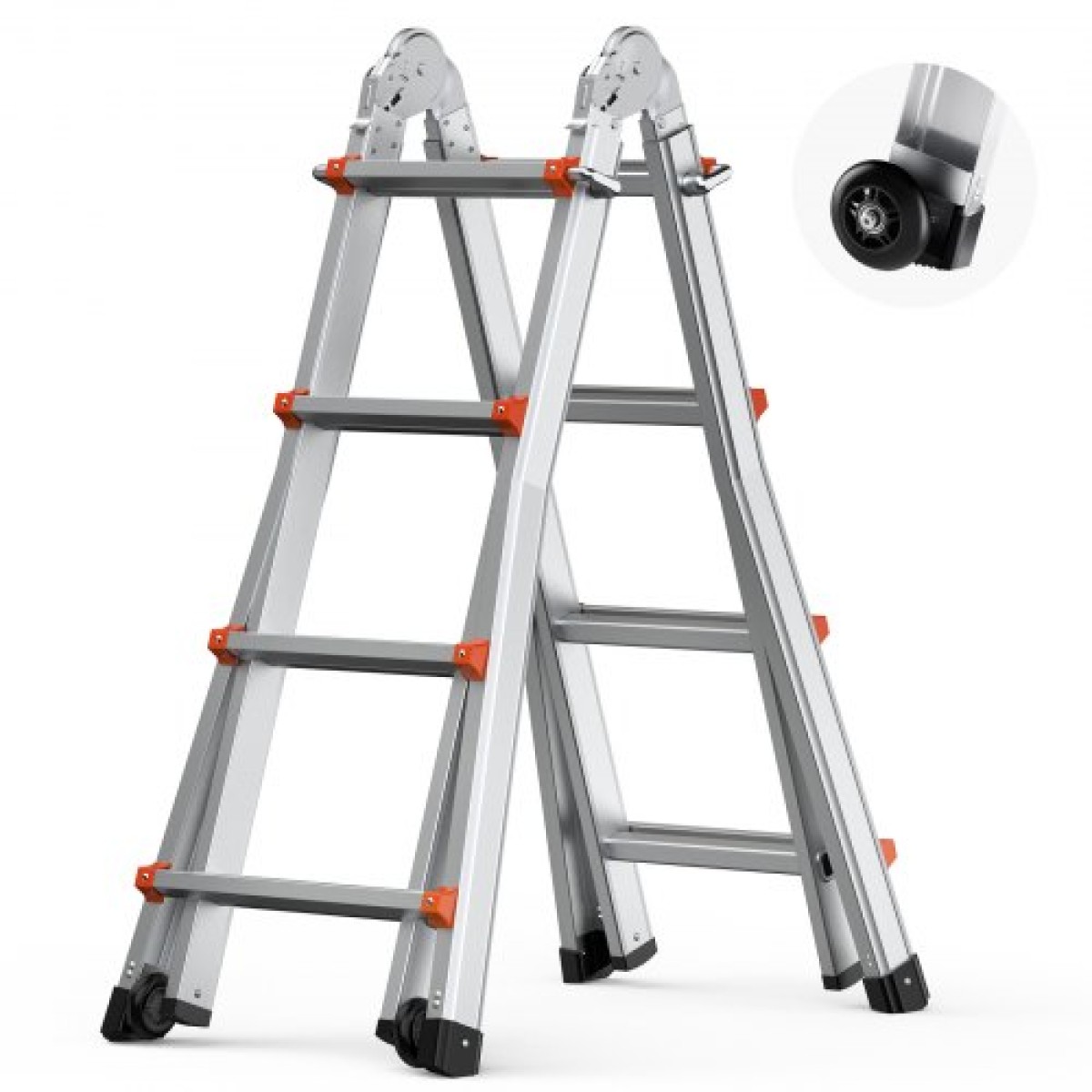 VEVOR Telescoping Ladder A Frame, 13 FT Compact Extension Ladder από αλουμίνιο, πολλαπλών λειτουργιών φορητή πτυσσόμενη σκάλα RV, τηλεσκοπική σκάλα για σκάλες εργασίας για το σπίτι Εσωτερική οροφή εξωτερικού χώρου, φορτίο 330 lb