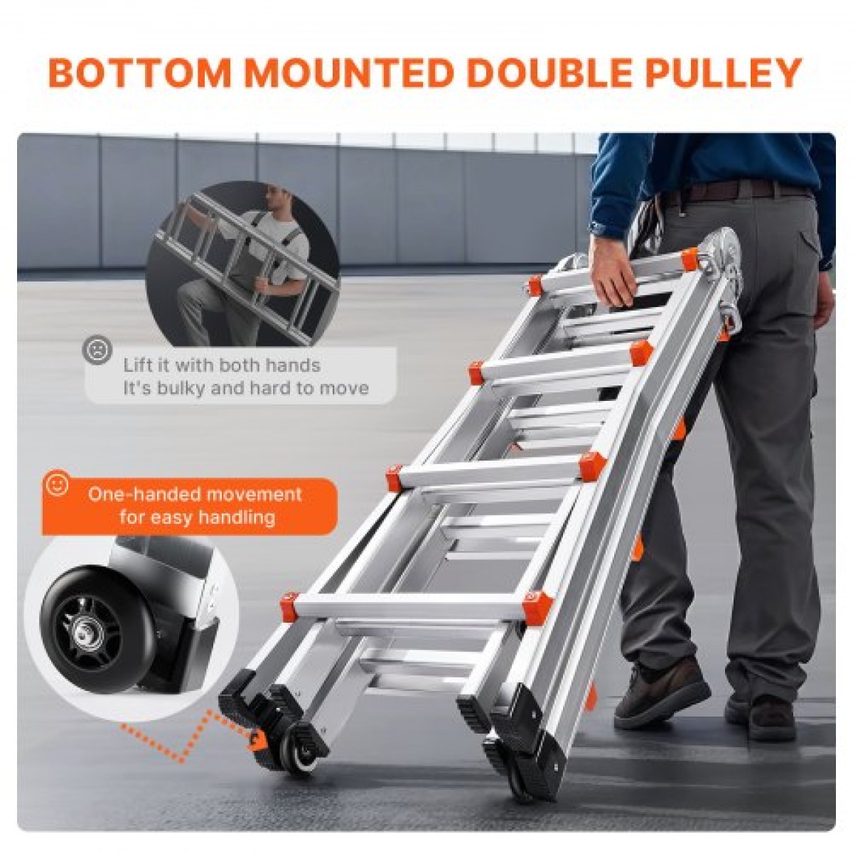VEVOR Telescoping Ladder A Frame, 13 FT Compact Extension Ladder από αλουμίνιο, πολλαπλών λειτουργιών φορητή πτυσσόμενη σκάλα RV, τηλεσκοπική σκάλα για σκάλες εργασίας για το σπίτι Εσωτερική οροφή εξωτερικού χώρου, φορτίο 330 lb