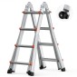 VEVOR Telescoping Ladder A Frame, 13 FT Compact Extension Ladder από αλουμίνιο, πολλαπλών λειτουργιών φορητή πτυσσόμενη σκάλα RV, τηλεσκοπική σκάλα για σκάλες εργασίας για το σπίτι Εσωτερική οροφή εξωτερικού χώρου, φορτίο 330 lb