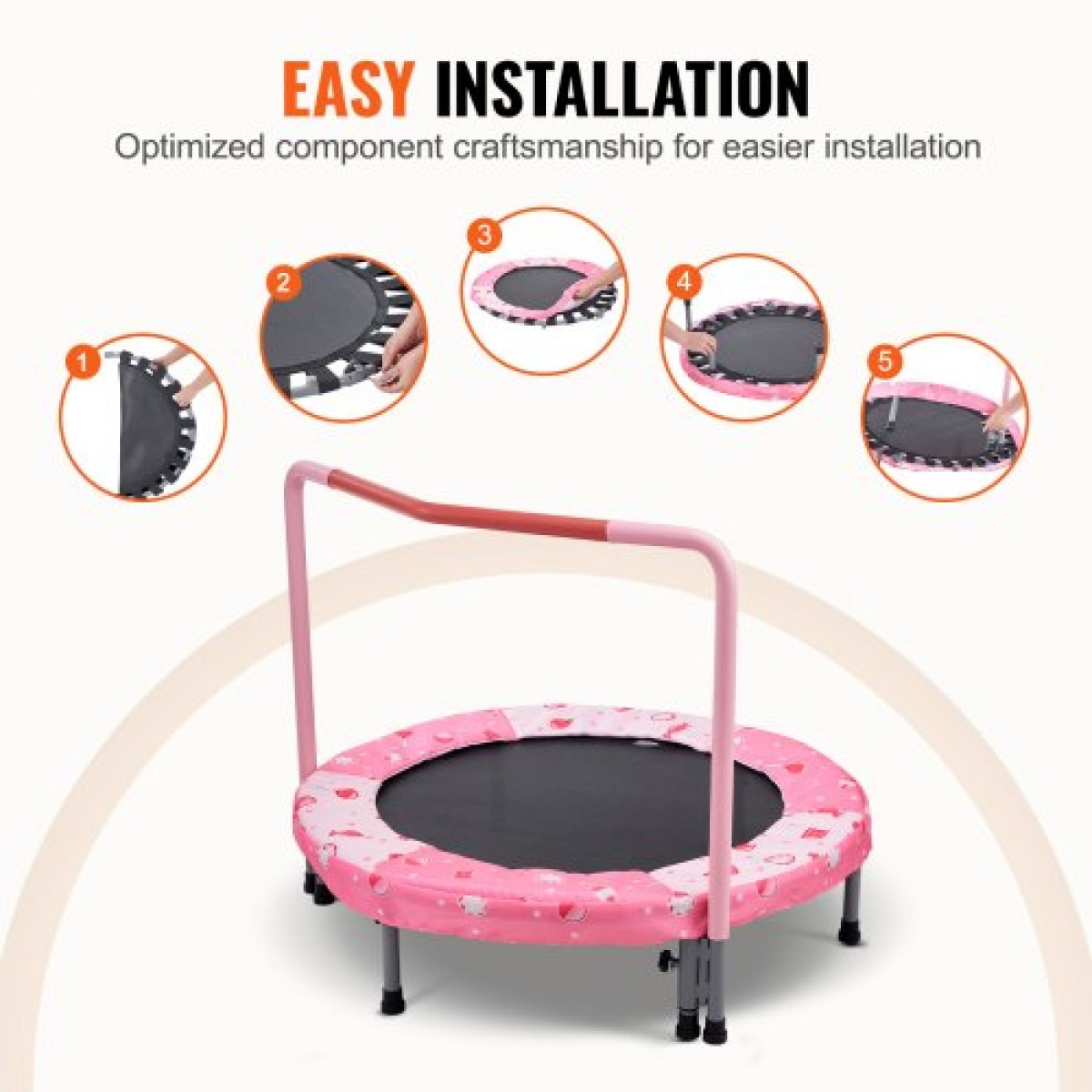 VEVOR 36" Παιδικό τραμπολίνο, Τραμπολίνο εσωτερικού χώρου 3FT, Μίνι πτυσσόμενο τραμπολίνο με λαβή, τραμπολίνο Rebounder για νήπια, δώρο γενεθλίων για παιδιά 3+ ετών, αγόρια κορίτσια για διασκέδαση, κόκκινο